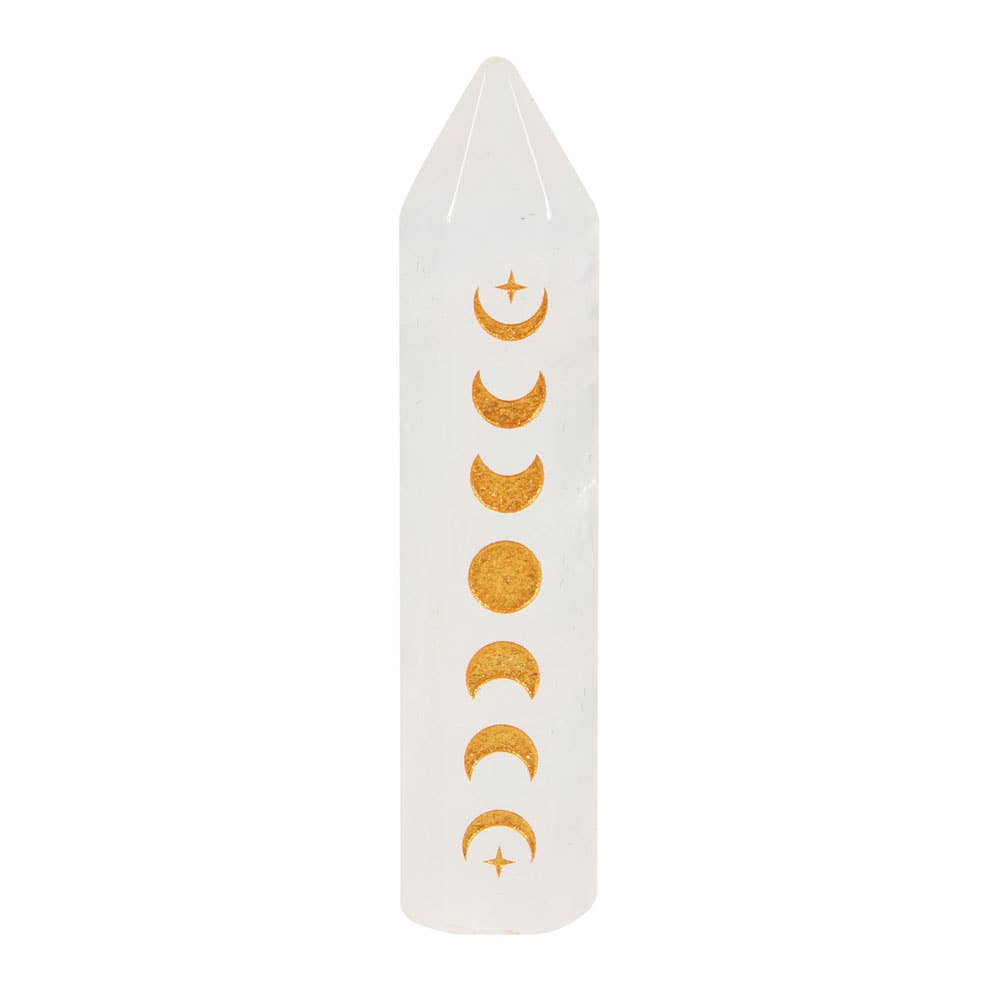 5cm Clear Quartz Moon Phase Crystal Point gift