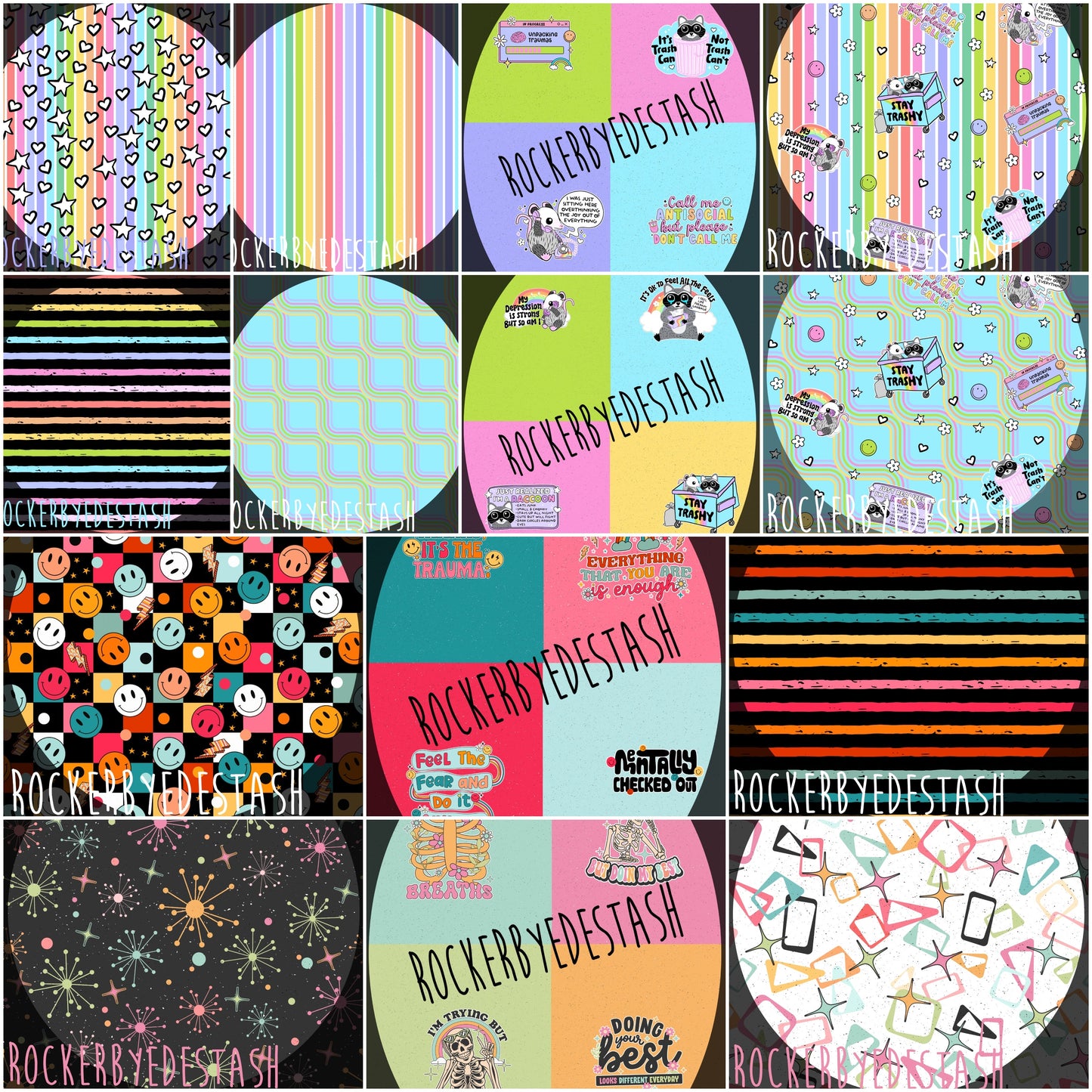 Squish Round AAA - Prints Retro Rascals, Skeletons, Smiley Retail Fabric