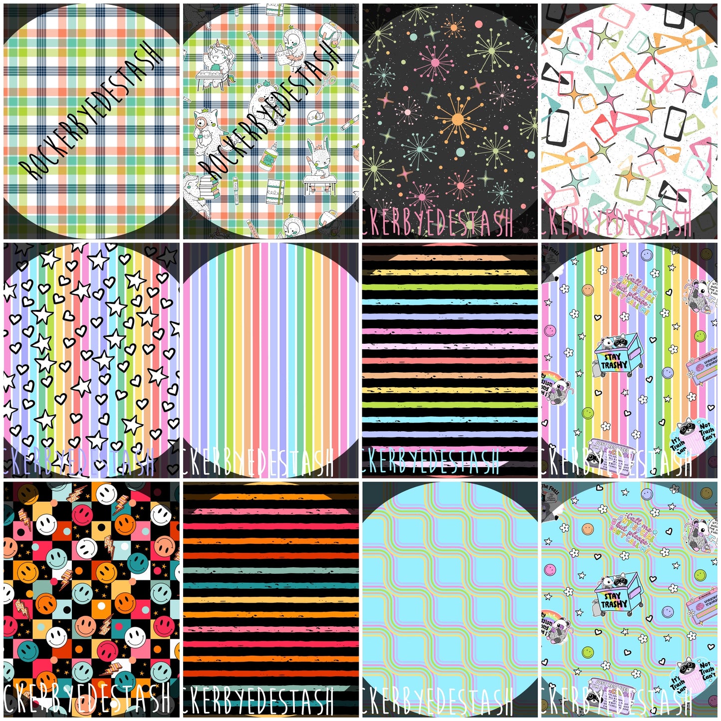 Squish Round AAA - Prints Retro Rascals, Skeletons, Smiley Retail Fabric