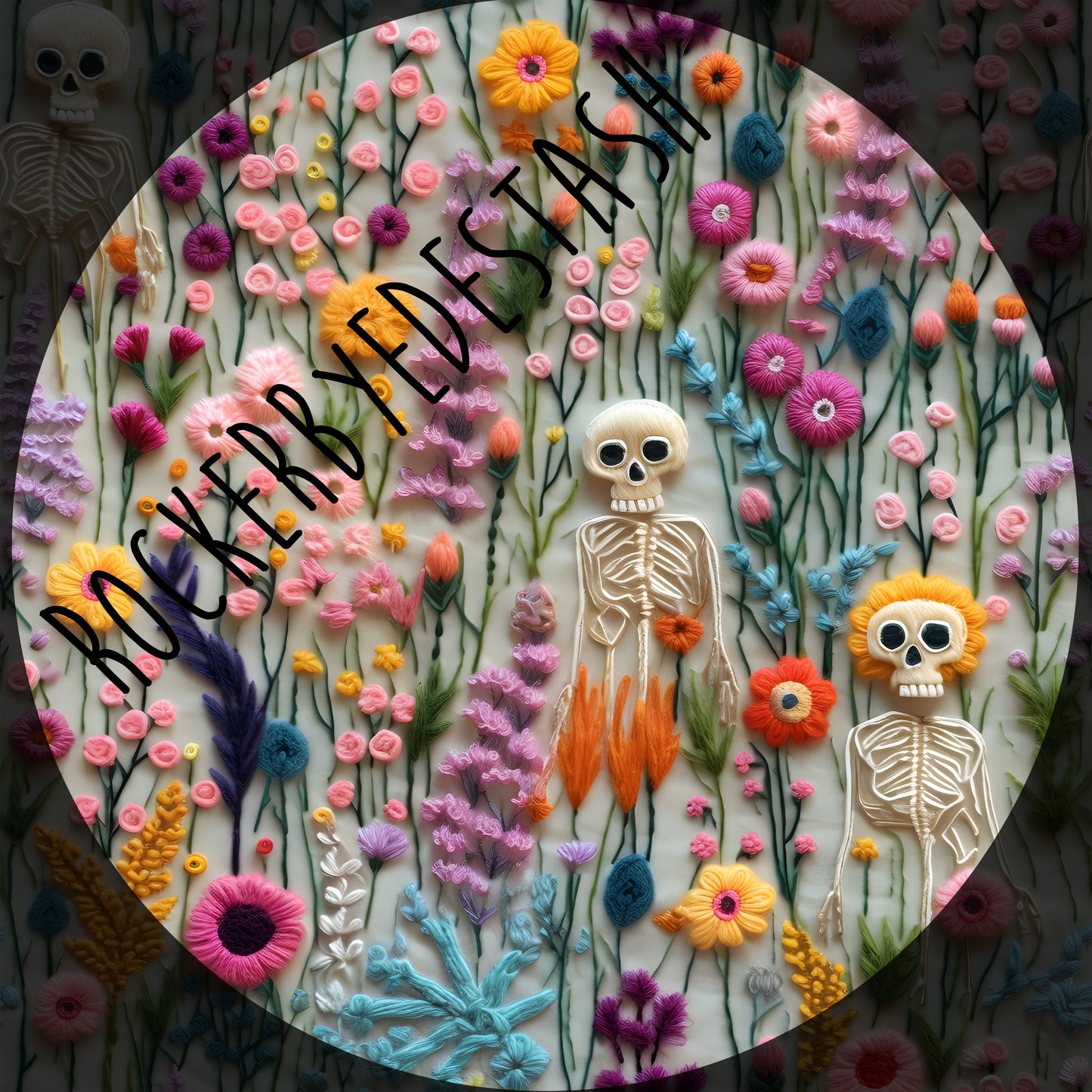 Athletic Sport Lycra - Round BBB Halloween Skeleton Tarot Ghost Zombie Retail Fabric Round