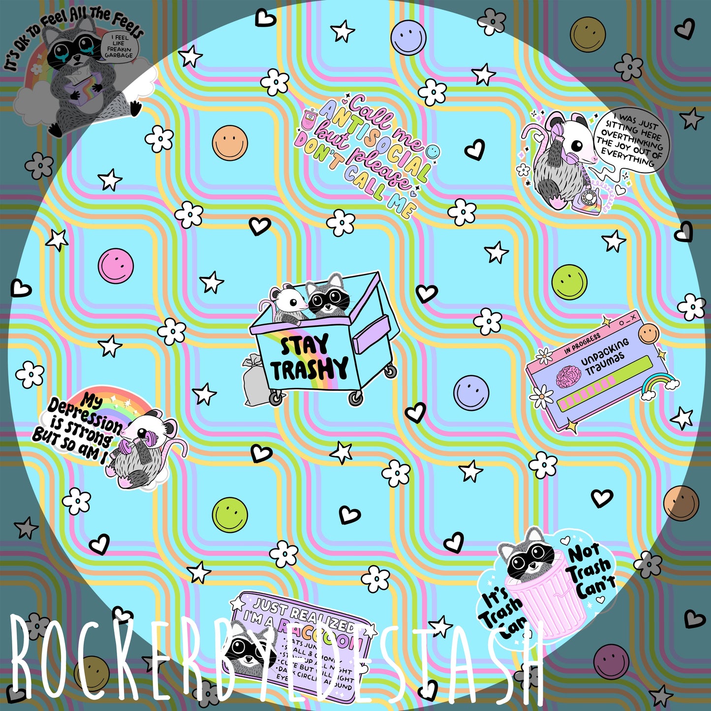 Squish Round AAA - Prints Retro Rascals, Skeletons, Smiley Retail Fabric