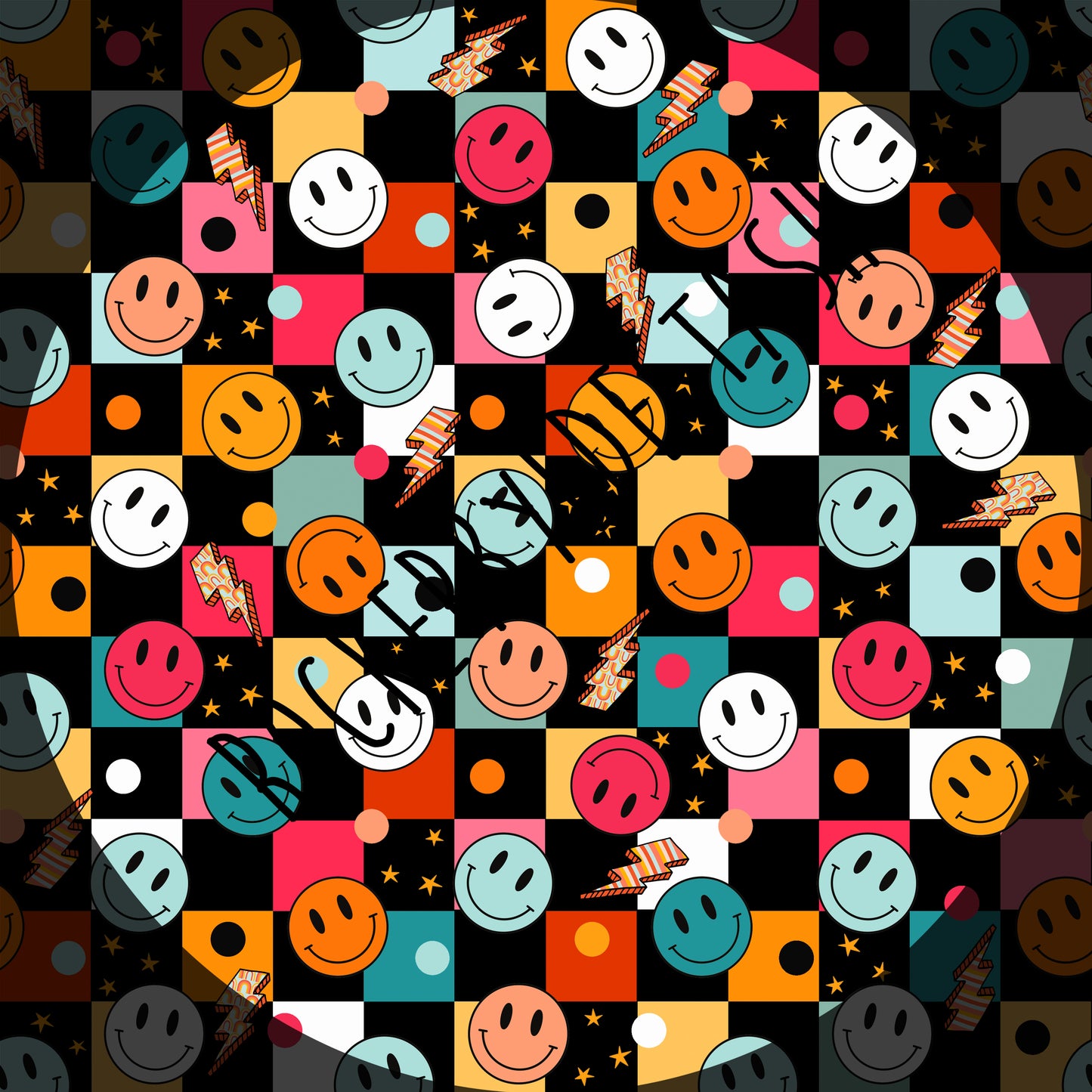 Project Pouch 15 Check that smile print - cotton Lycra retail fabric