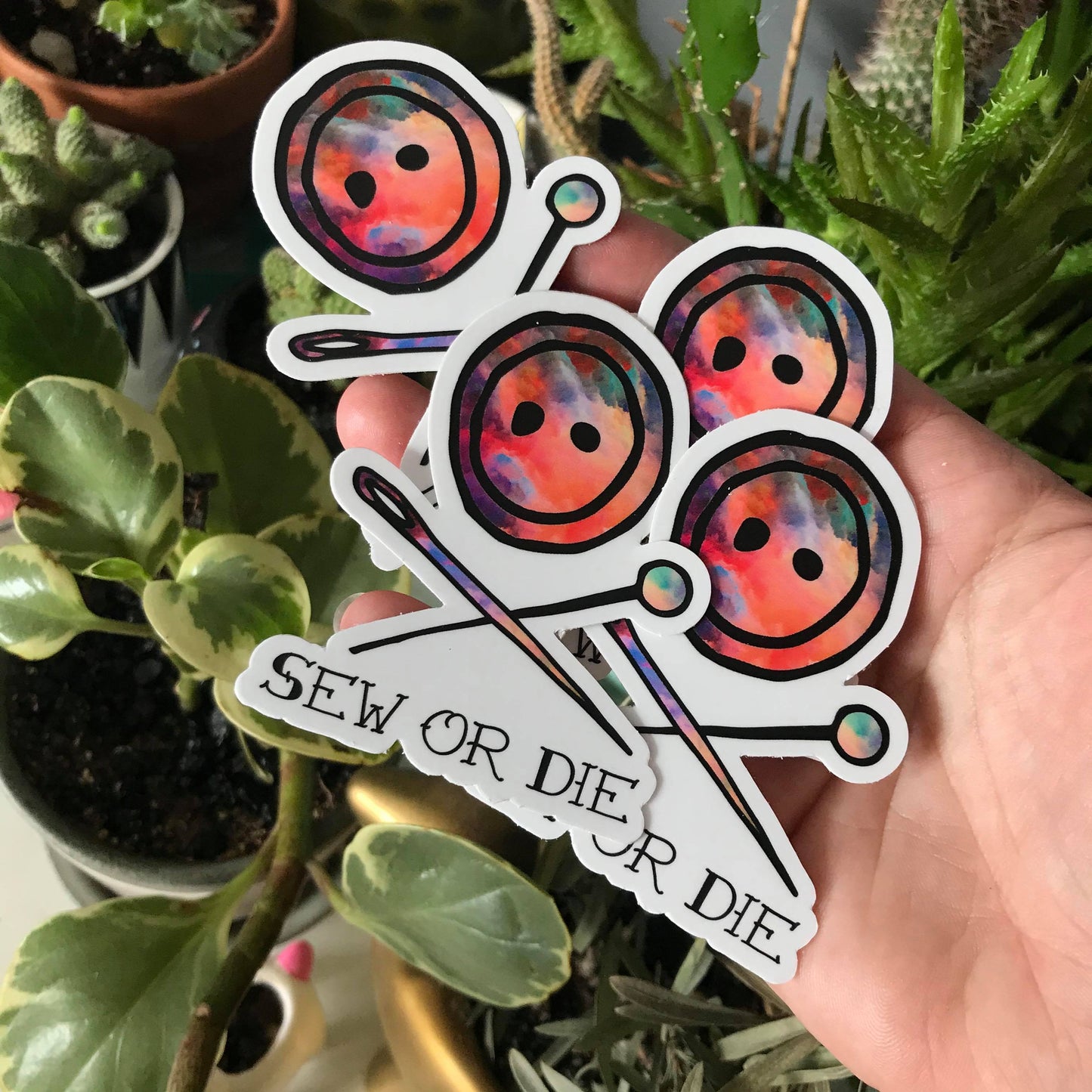 2.4x3 sew or die rainbow powder vinyl sticker - retail swag