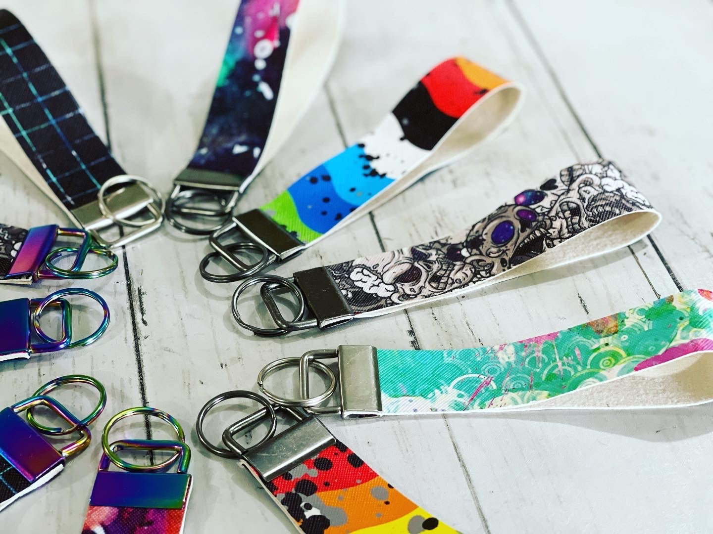 Vinyl Lanyard Wristlet Keychain Wrist Strap - RockerByeDestash Swag Small Galaxy Zombies