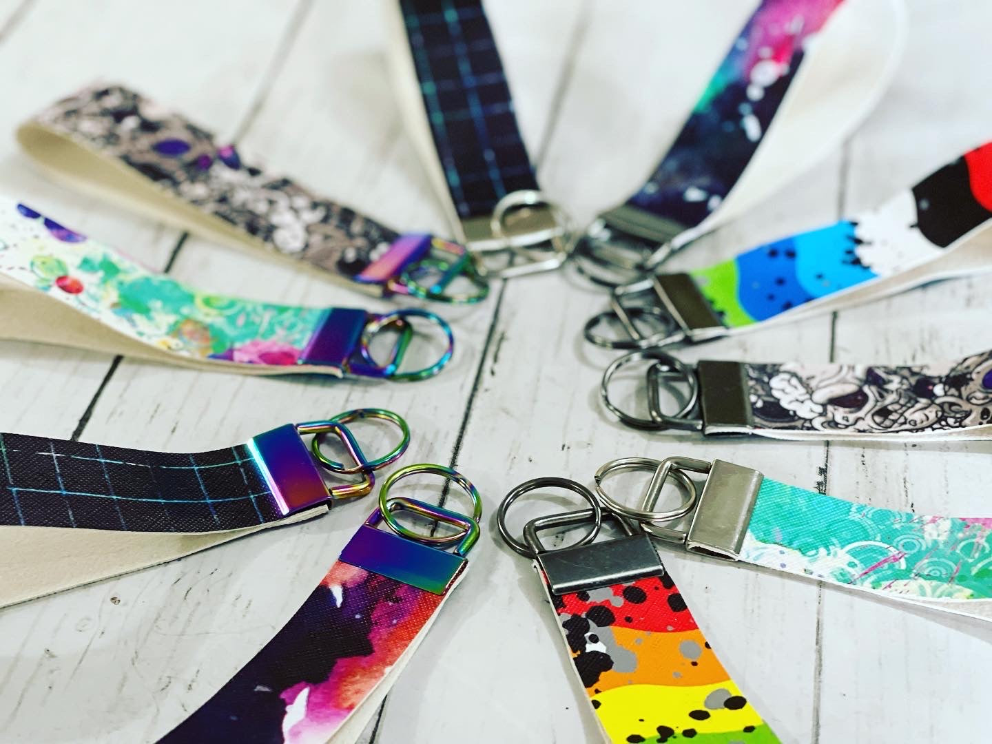 Vinyl Lanyard Wristlet Keychain Wrist Strap - RockerByeDestash Swag Small Galaxy Zombies