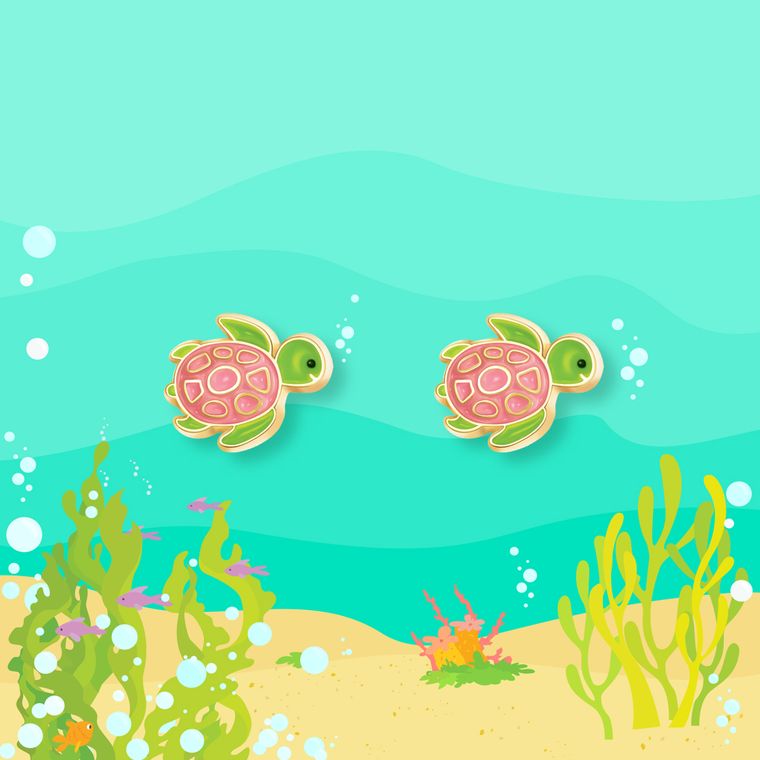 Turtle-y Awesome Cutie Stud Earrings by Girl Nation Gift Jewelry