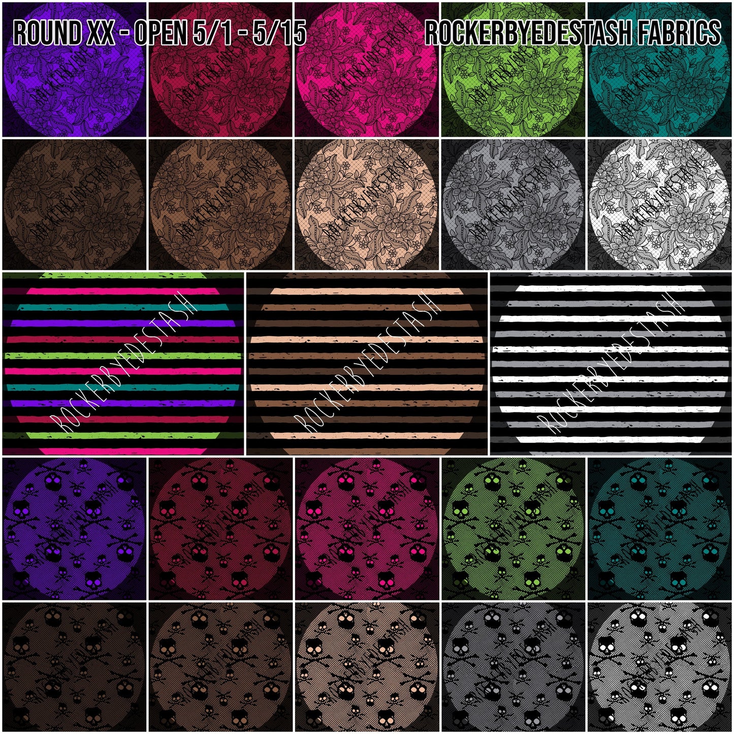 Vinyl - Round XX Fishnet & Lace Retail - 1/2 yard rolls