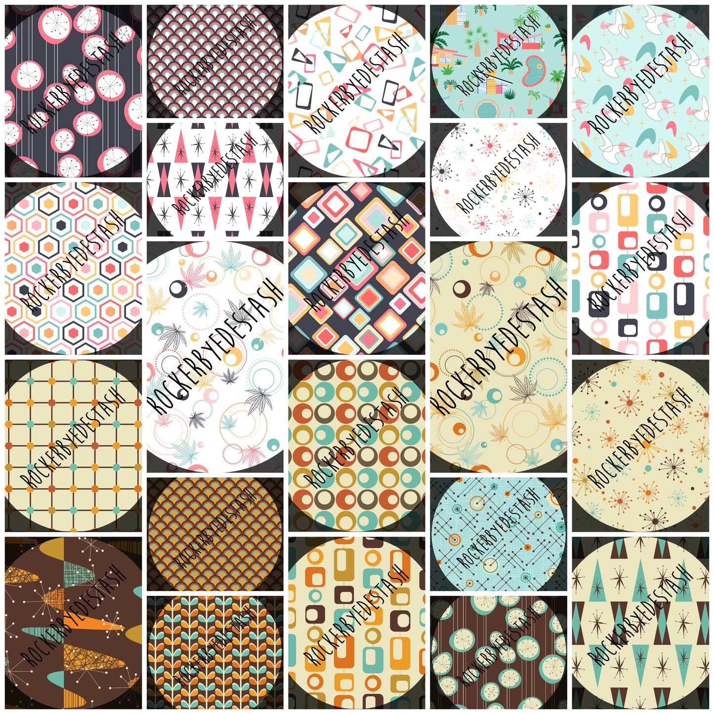 Cotton Double Gauze Fabric -Retail - Round GG - Retro Flash Round