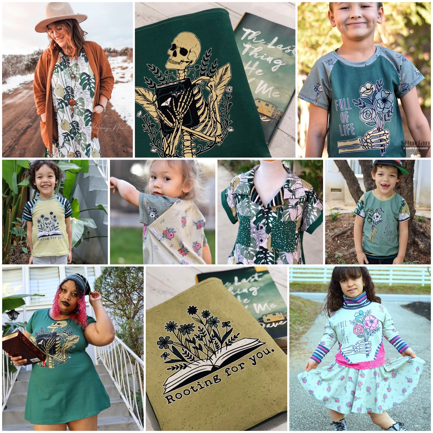 Minky - Retail Fabric Round PP - Spring Skeletons with Succulent and Monstera Skull rerun