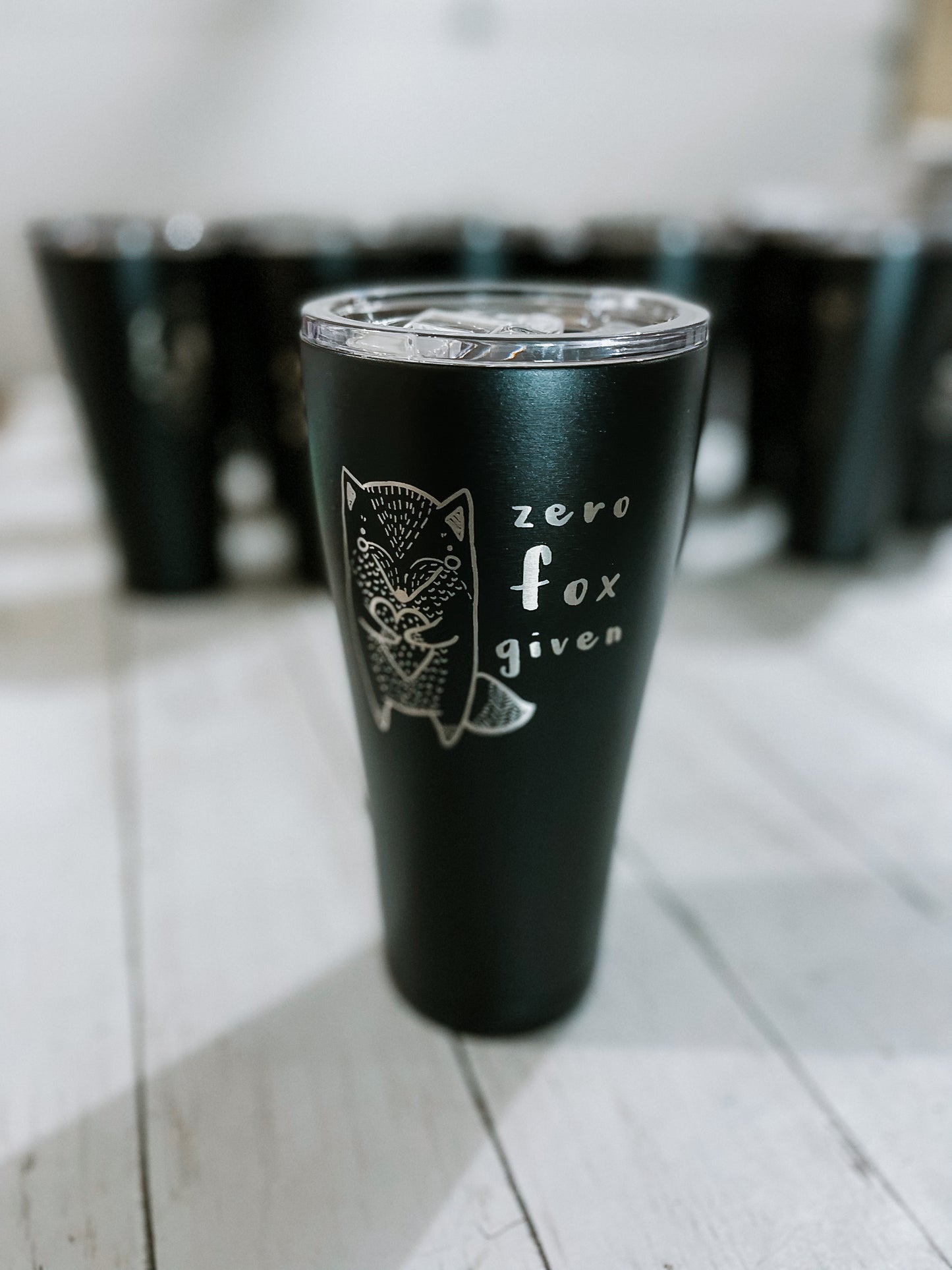 DoorBuster - 30oz BLACK Engraved Tumbler with plastic splash proof lid - Matte Black