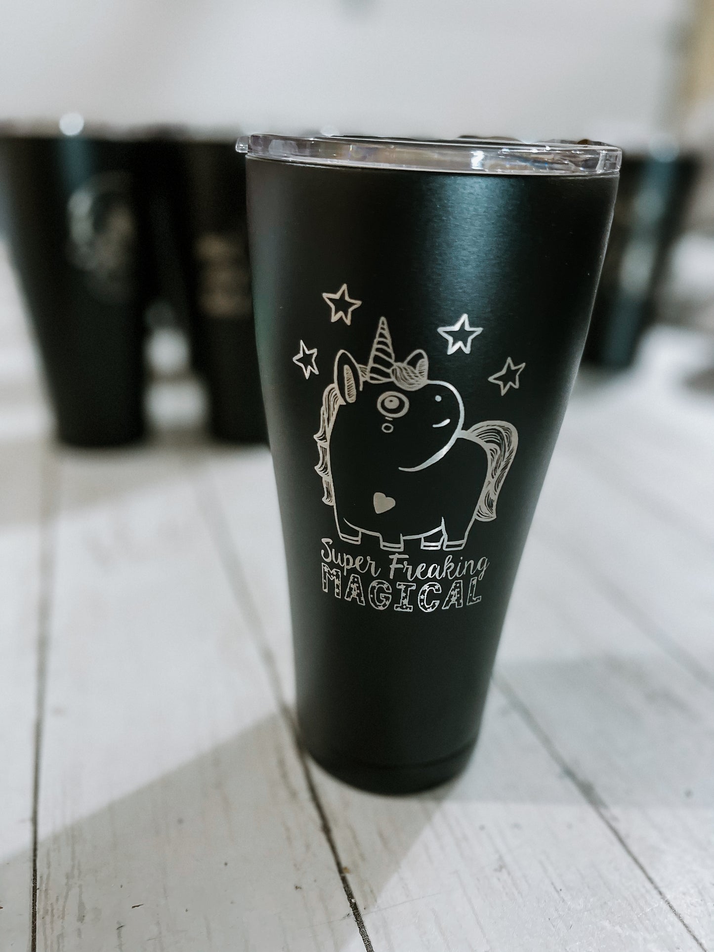 DoorBuster - 30oz BLACK Engraved Tumbler with plastic splash proof lid - Matte Black
