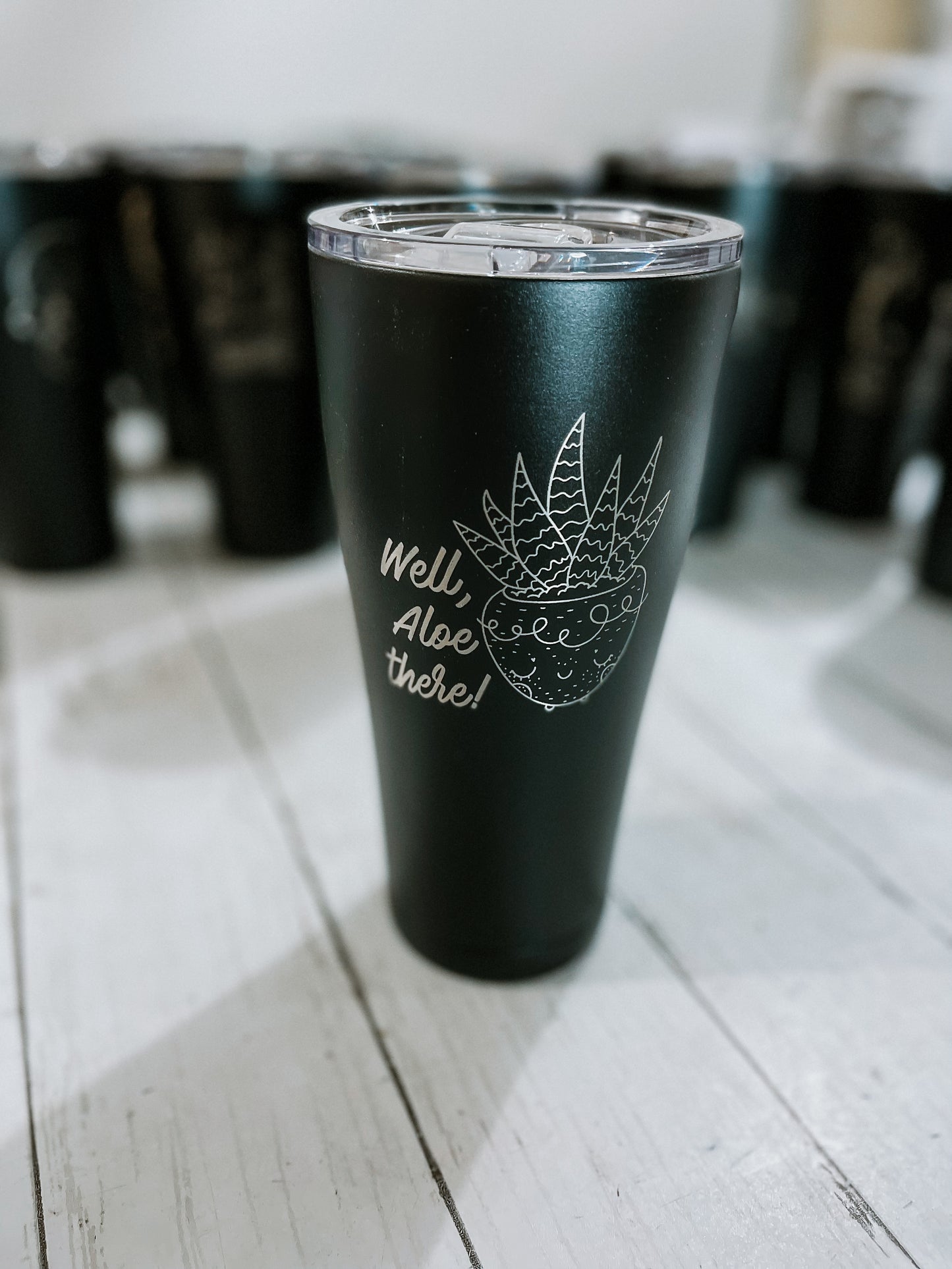 DoorBuster - 30oz BLACK Engraved Tumbler with plastic splash proof lid - Matte Black
