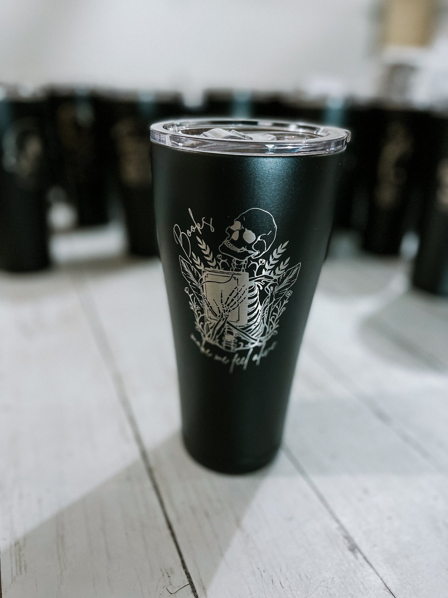 DoorBuster - 30oz BLACK Engraved Tumbler with plastic splash proof lid - Matte Black