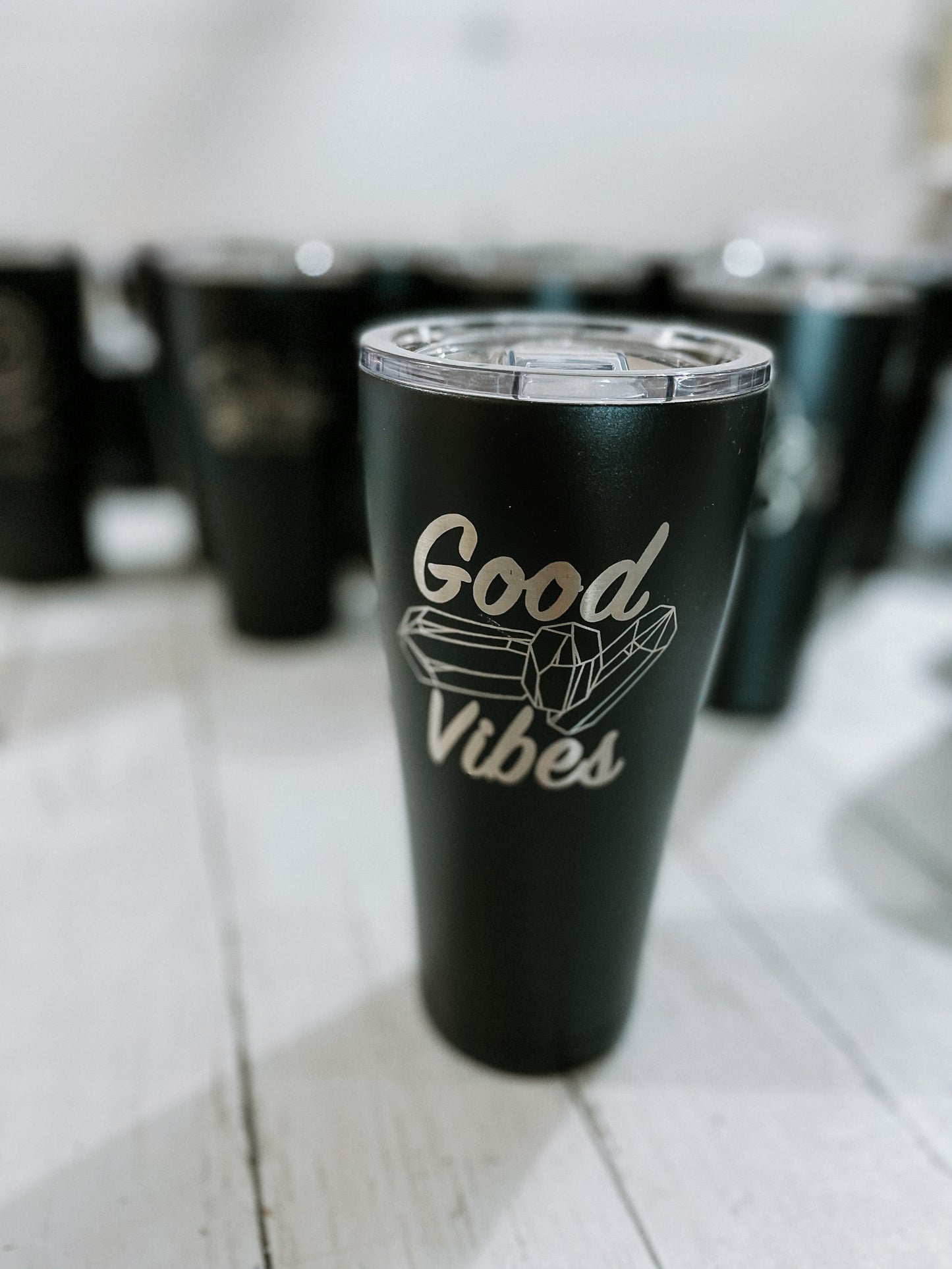 DoorBuster - 30oz BLACK Engraved Tumbler with plastic splash proof lid - Matte Black