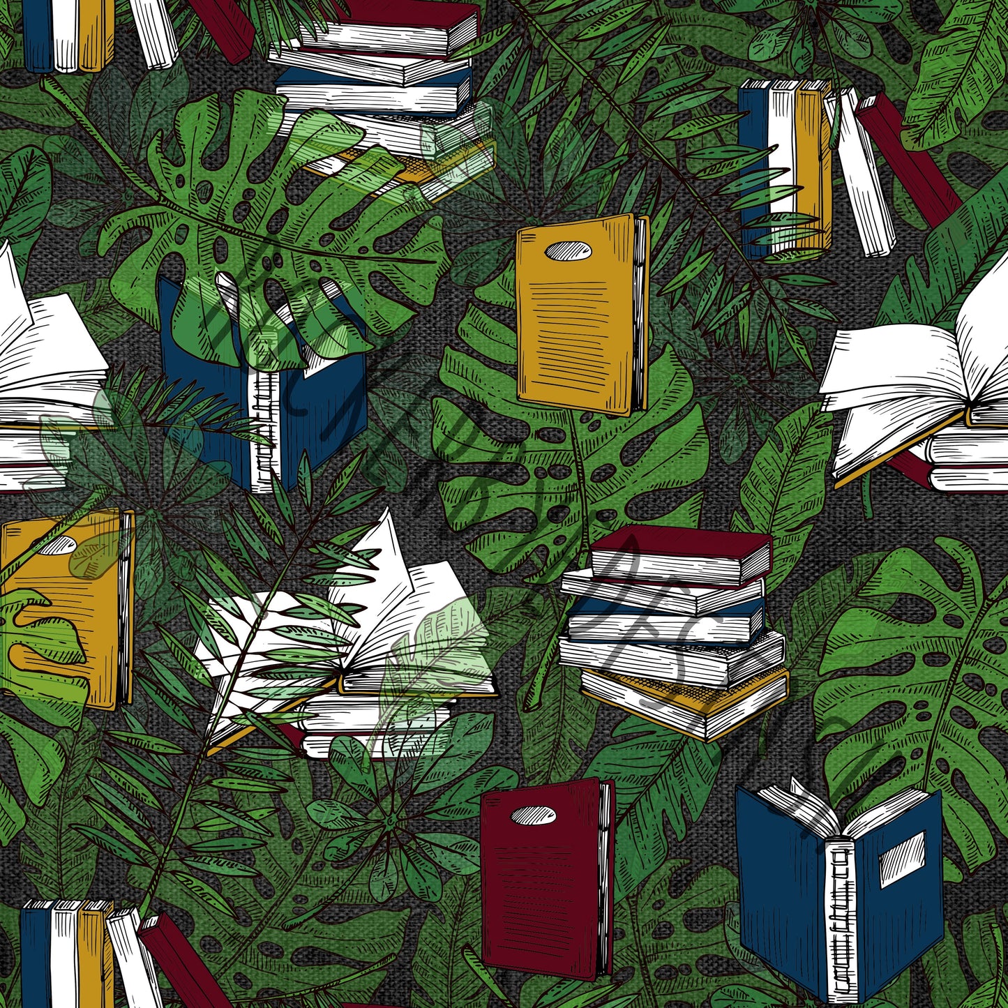 Poly Rib Knit - Retail Fabric Round PP - Spring Skeletons with Succulent and Monstera Skull rerun