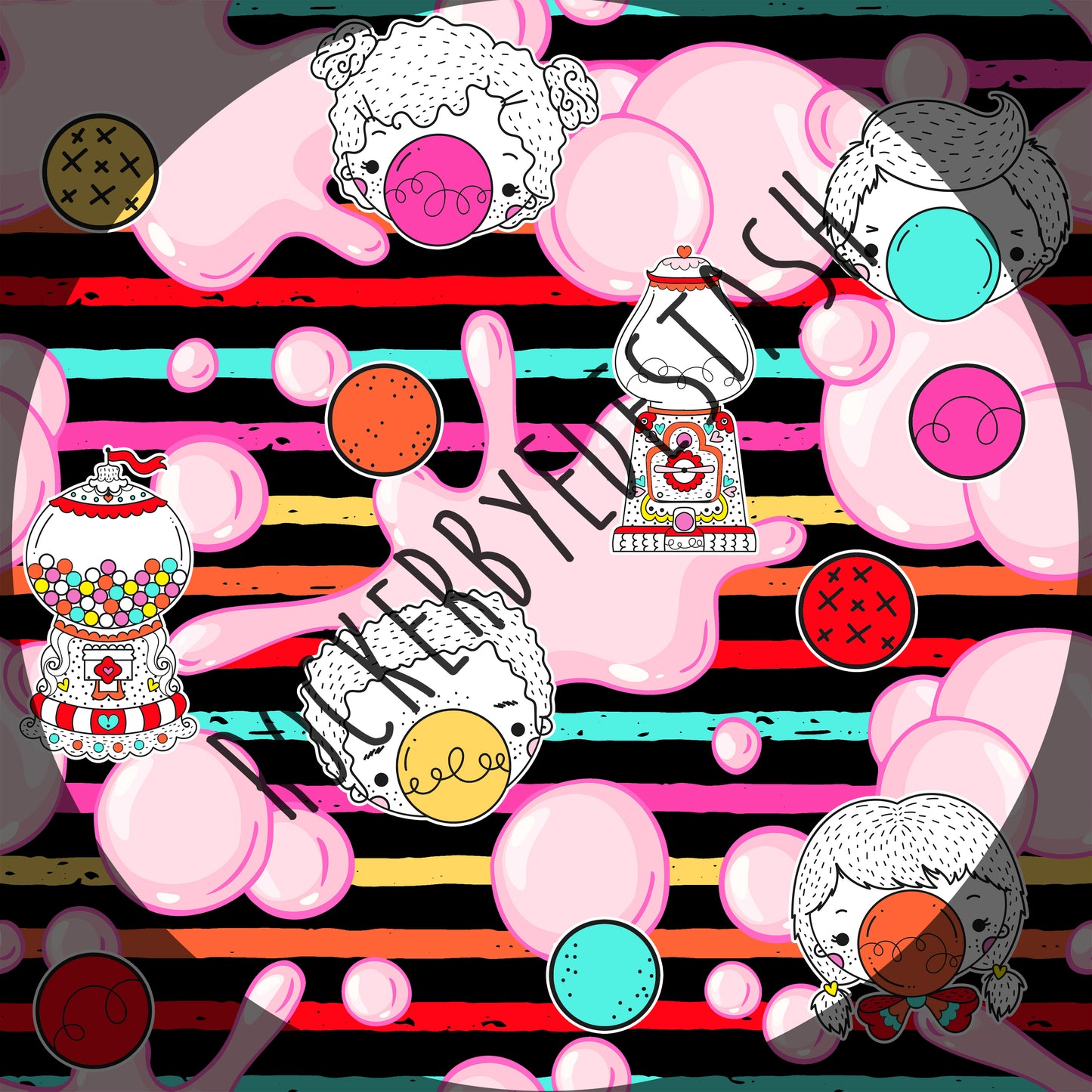 Project Pouch 11 bubblegum print - cotton Lycra retail fabric