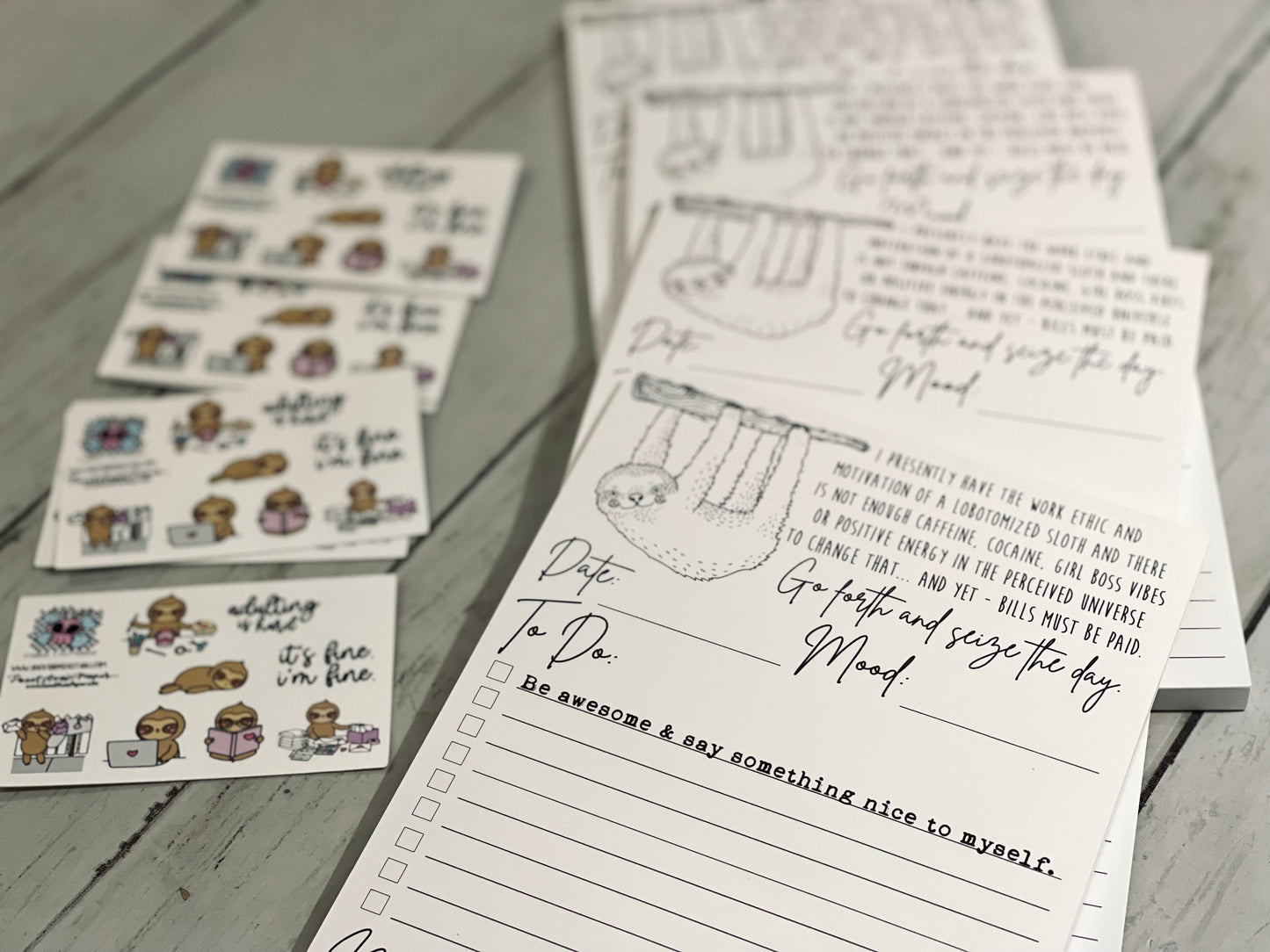 Sloth Work Ethic Paper Pad To Do List and Sticker Sheet - RockerByeDestash Exclusive Swag retail