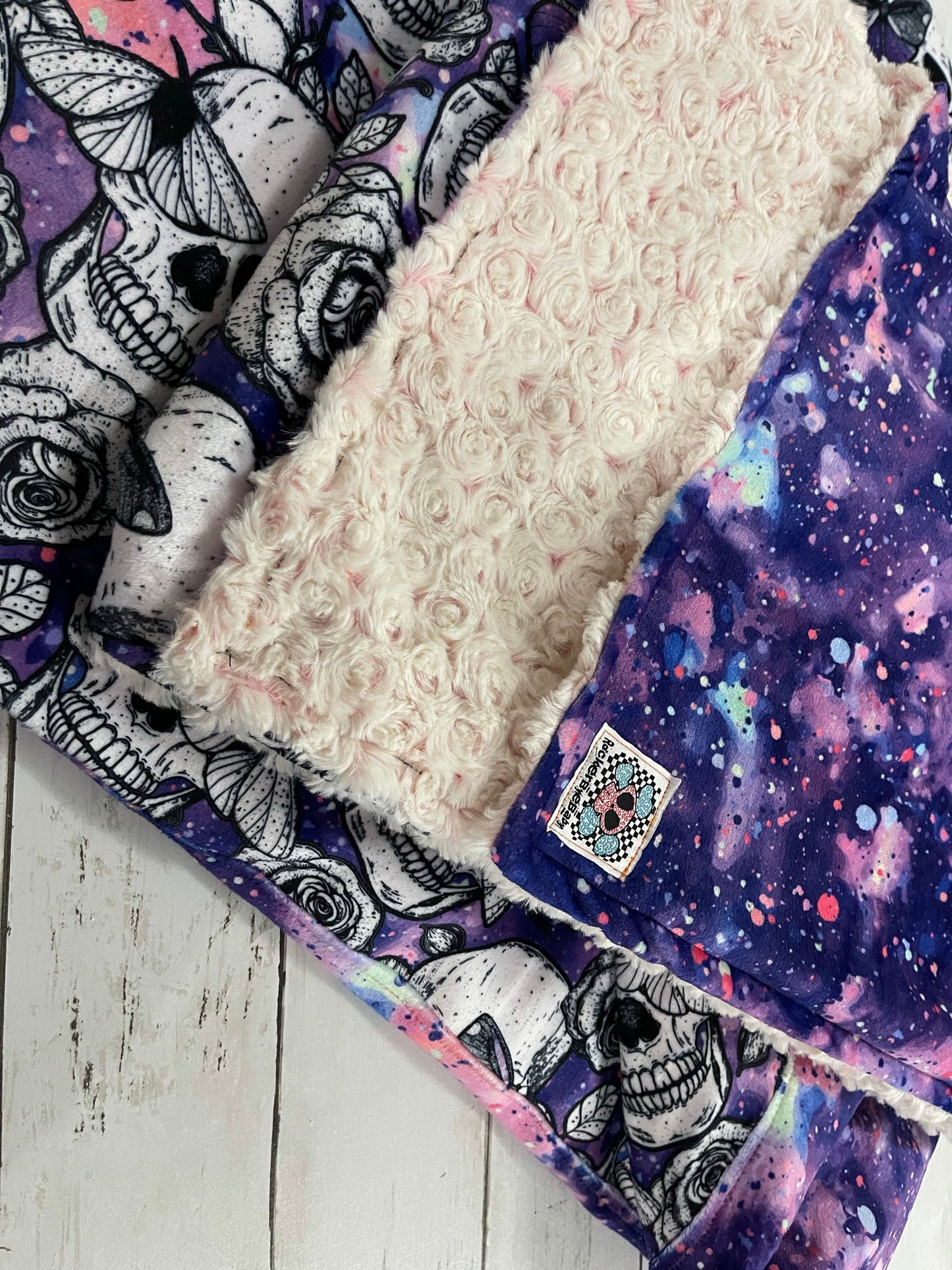 Natural and Rose embossed swirl minky - retail fabric