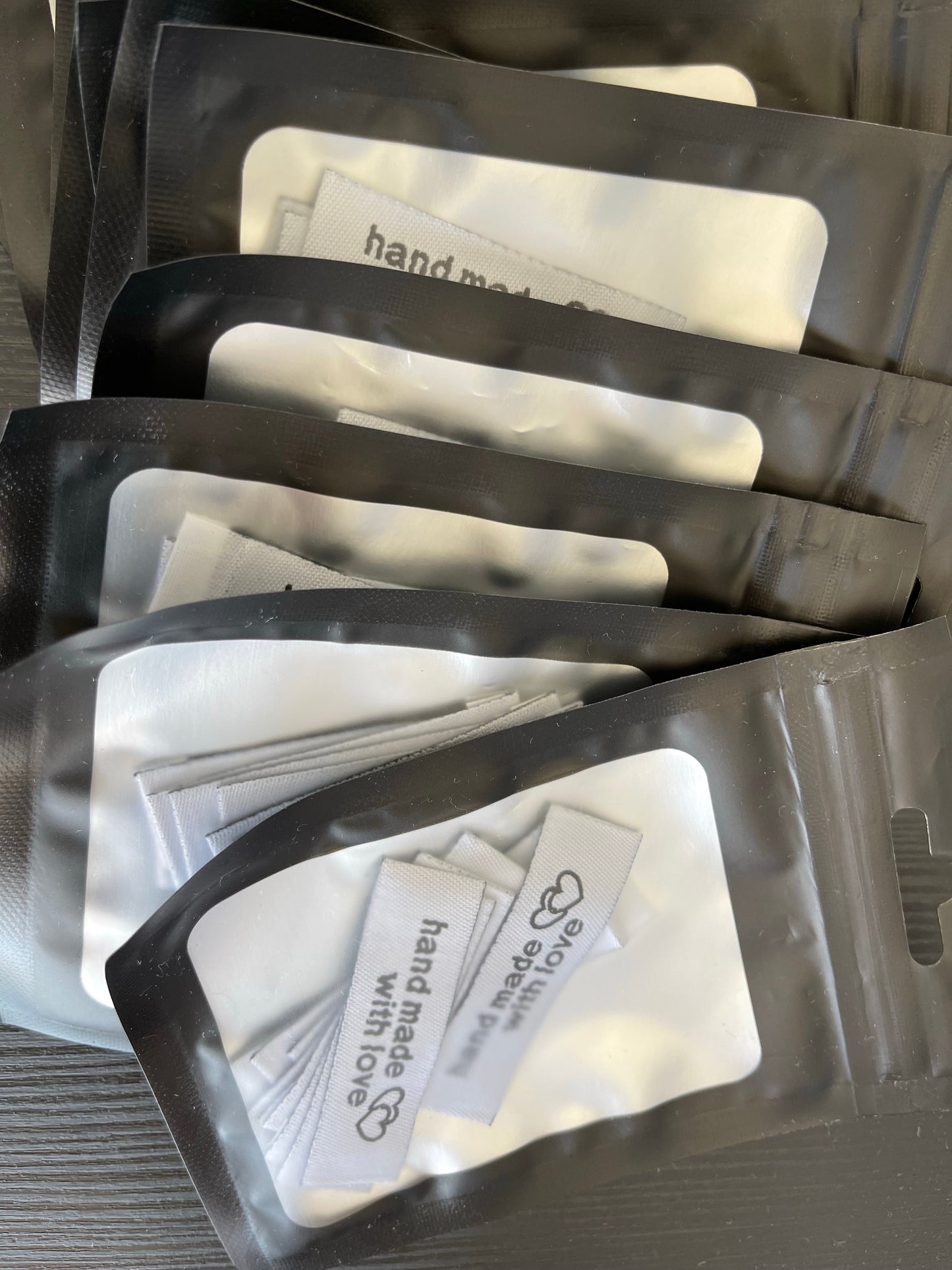 Embroidered Handmade with love sewing tags - 10 pack