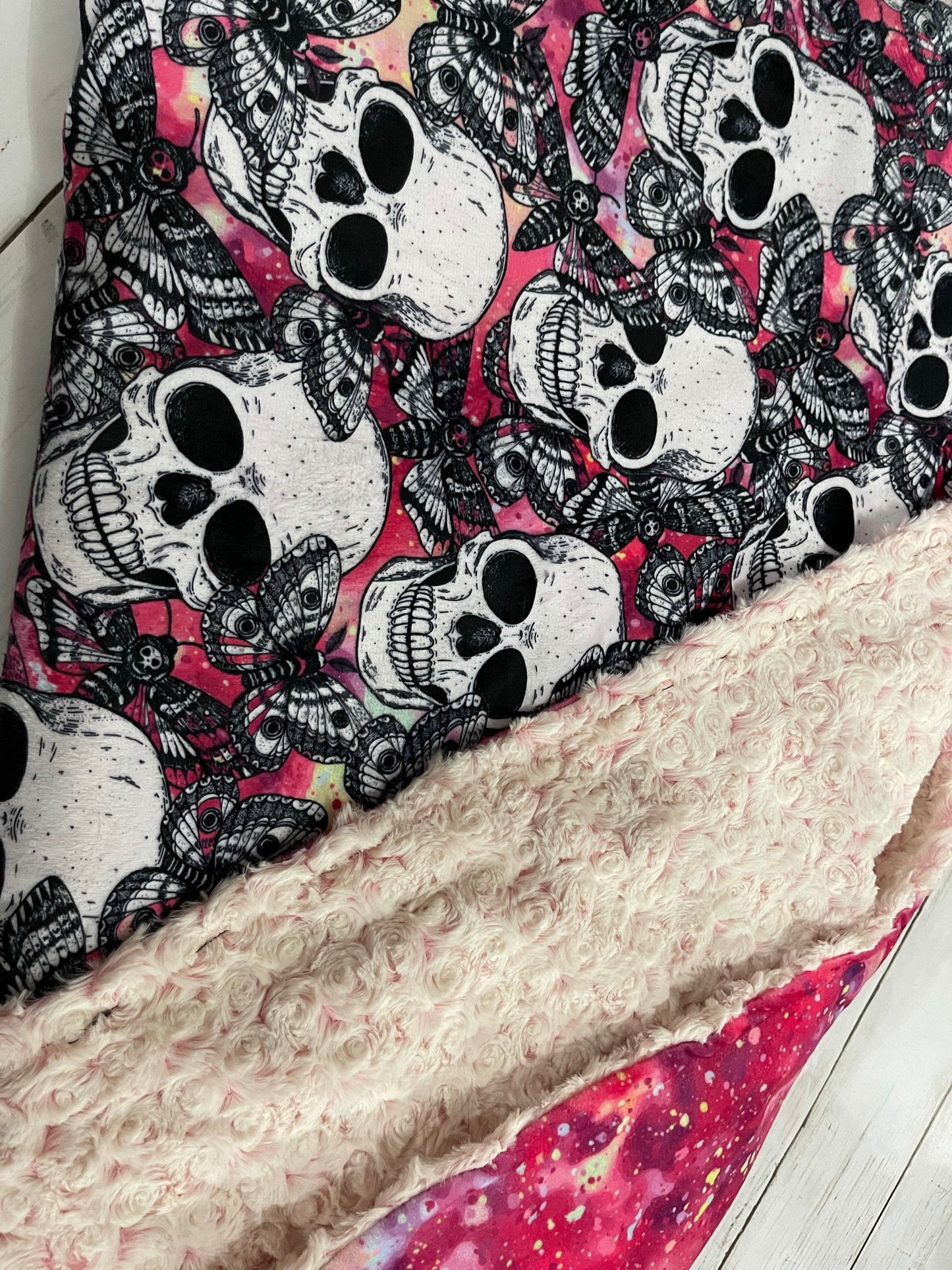 Natural and Rose embossed swirl minky - retail fabric