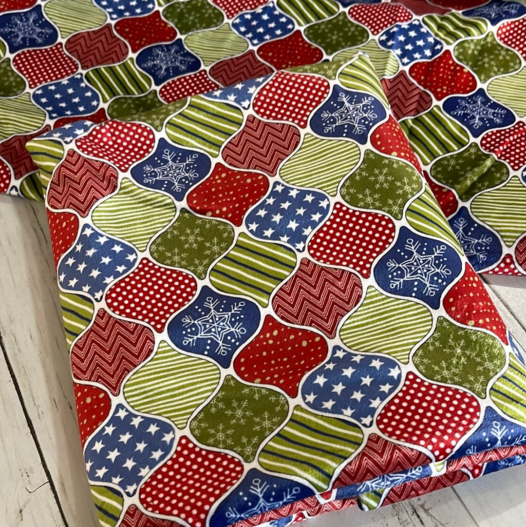 Holiday ornaments minky - 1 yard cut - retail