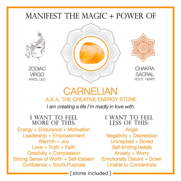 Manifest The Magic + Power of Your Crystal Carnelian by Warm Human - crystals gift