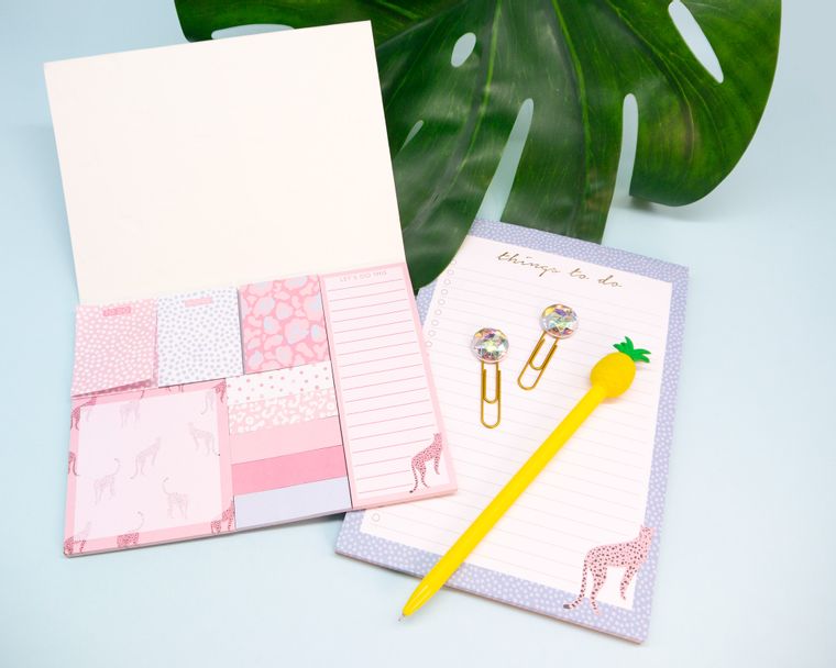Pink Leopard Sticky Note Set Gift