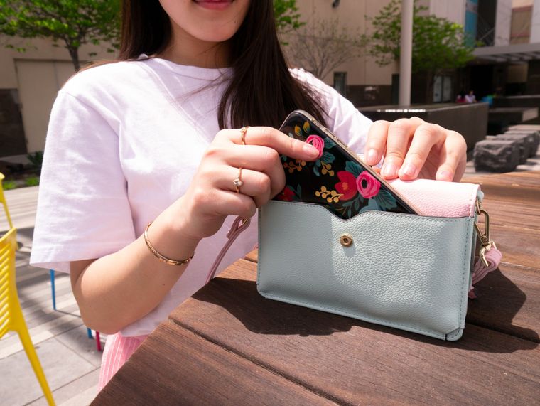 Bella Crossbody Phone Wallet Light Pink & Mint Gift