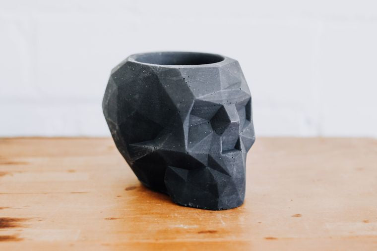 Light Gray - Concrete Skull Planter - Retail Swag