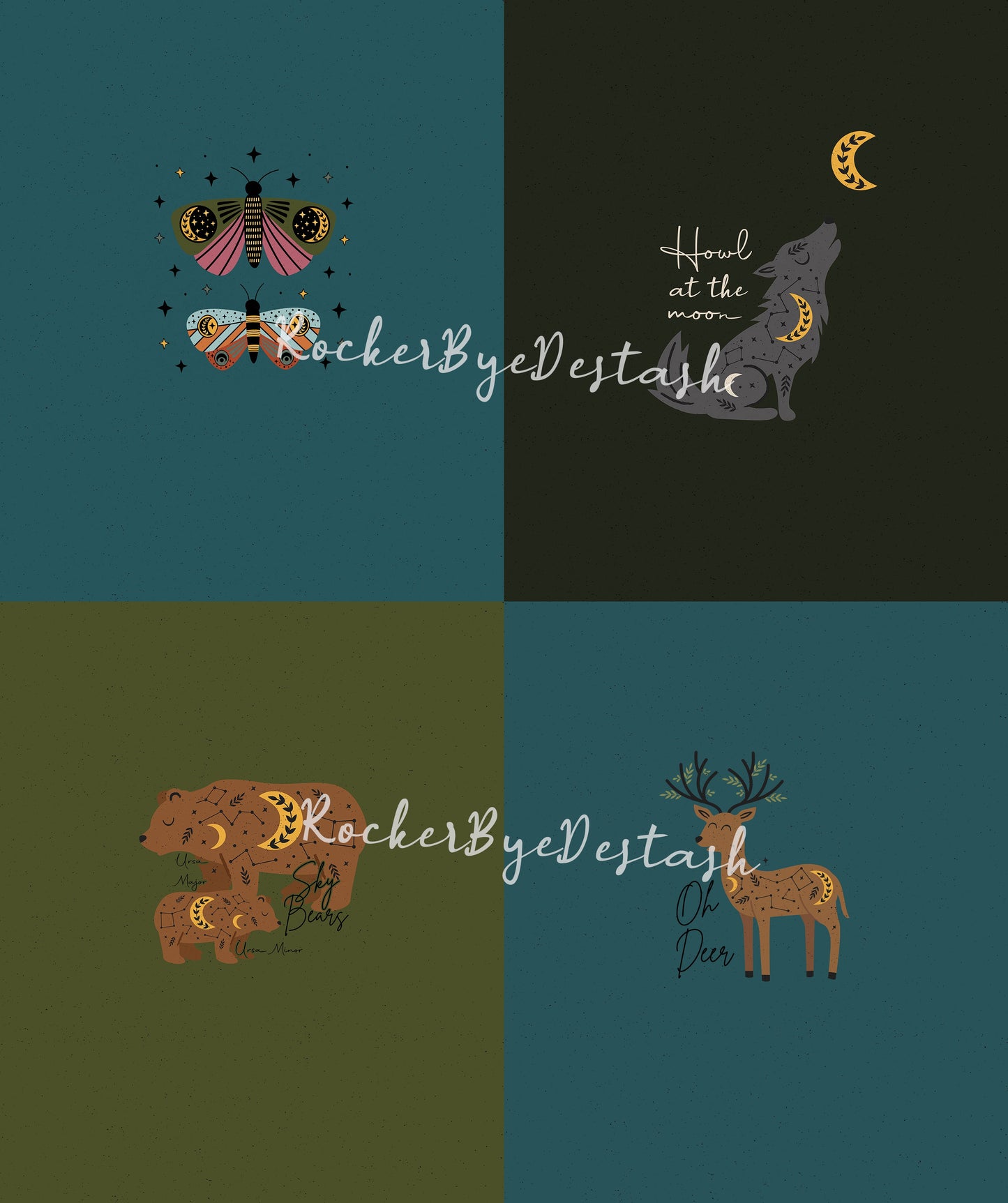 Cotton Lycra Panels - Round OO - Kid & Adult size - Skulls & Mushroom, Magic Forest, Wilderness & Hedgehog panels Retail Fabric