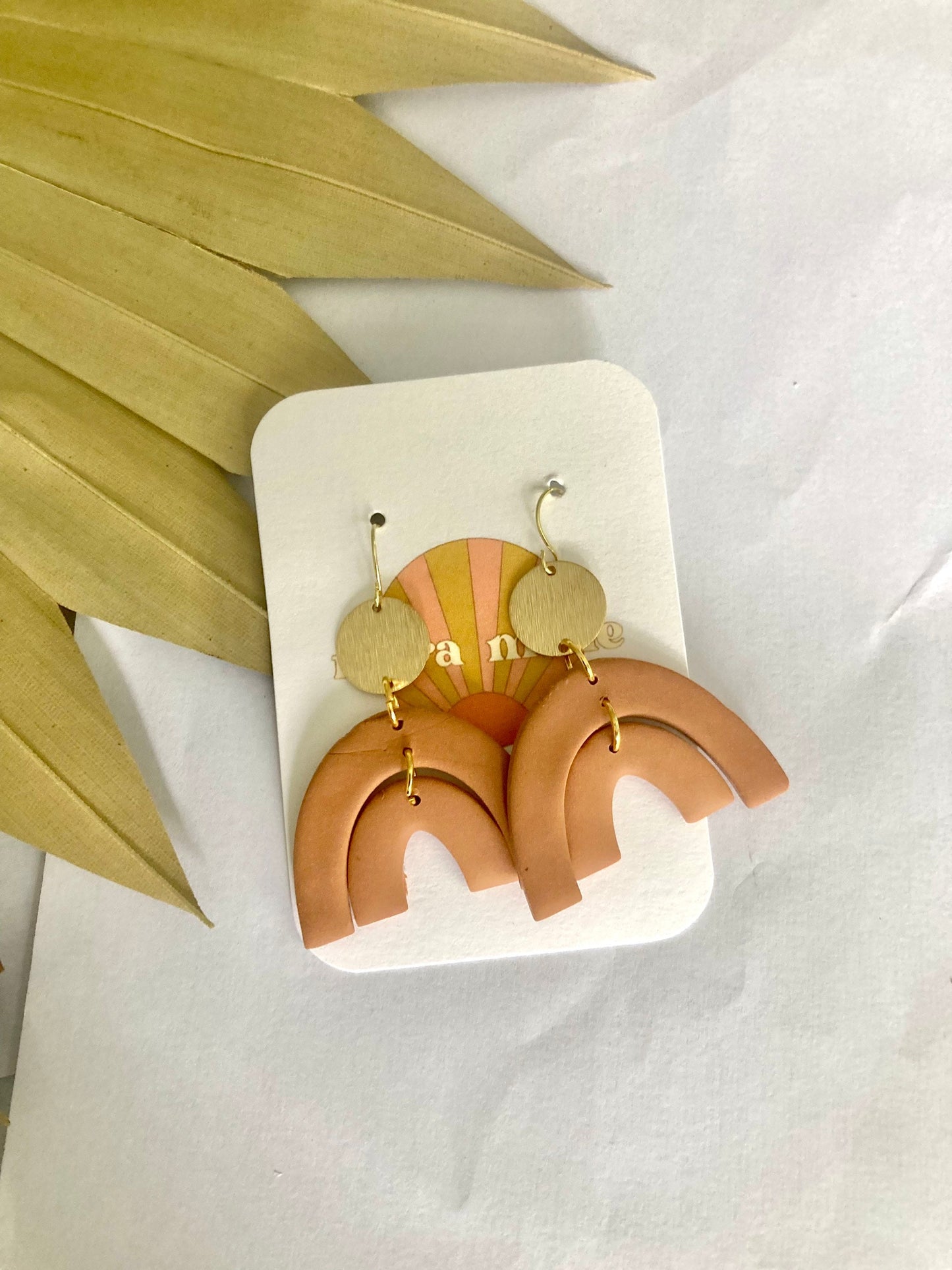 Arched shaped clay earrings/stud earrings/boho style/lightweight/small statement earrings/nickel free by Terra Made jewelry gift