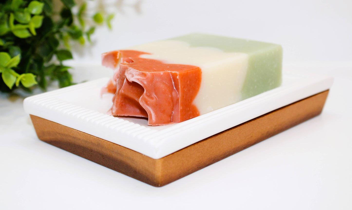 White Tea & Sage Soap Bar, Natural Handmade Clay Exfoliating - lavender and wild sage