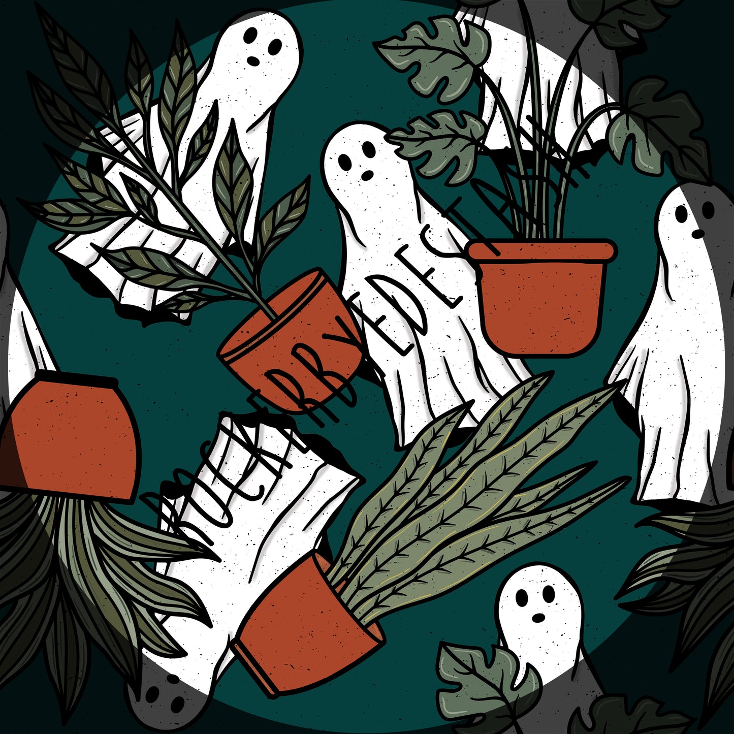 Cotton Lycra flash Halloween retail fabric NEW COLOR Ghosts and Plants