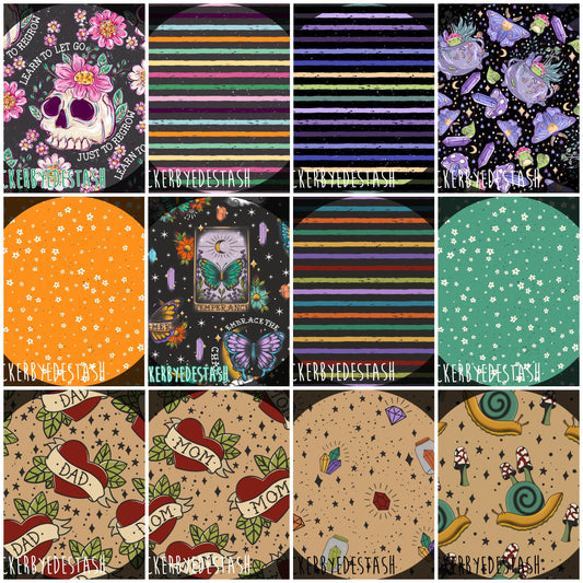 Athletic Sport Lycra - Round ZZ - custom fabric skulls, moths and butterflies Retail Fabric