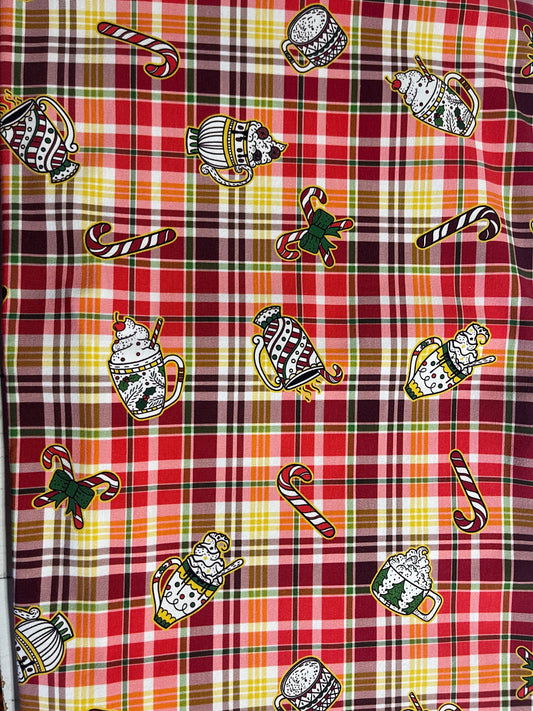 Project Pouch 16 Holiday Peppermint print - cotton Lycra retail fabric