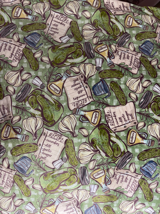 Custom Printed Squish Pickles fabric canning pickle retail fabric