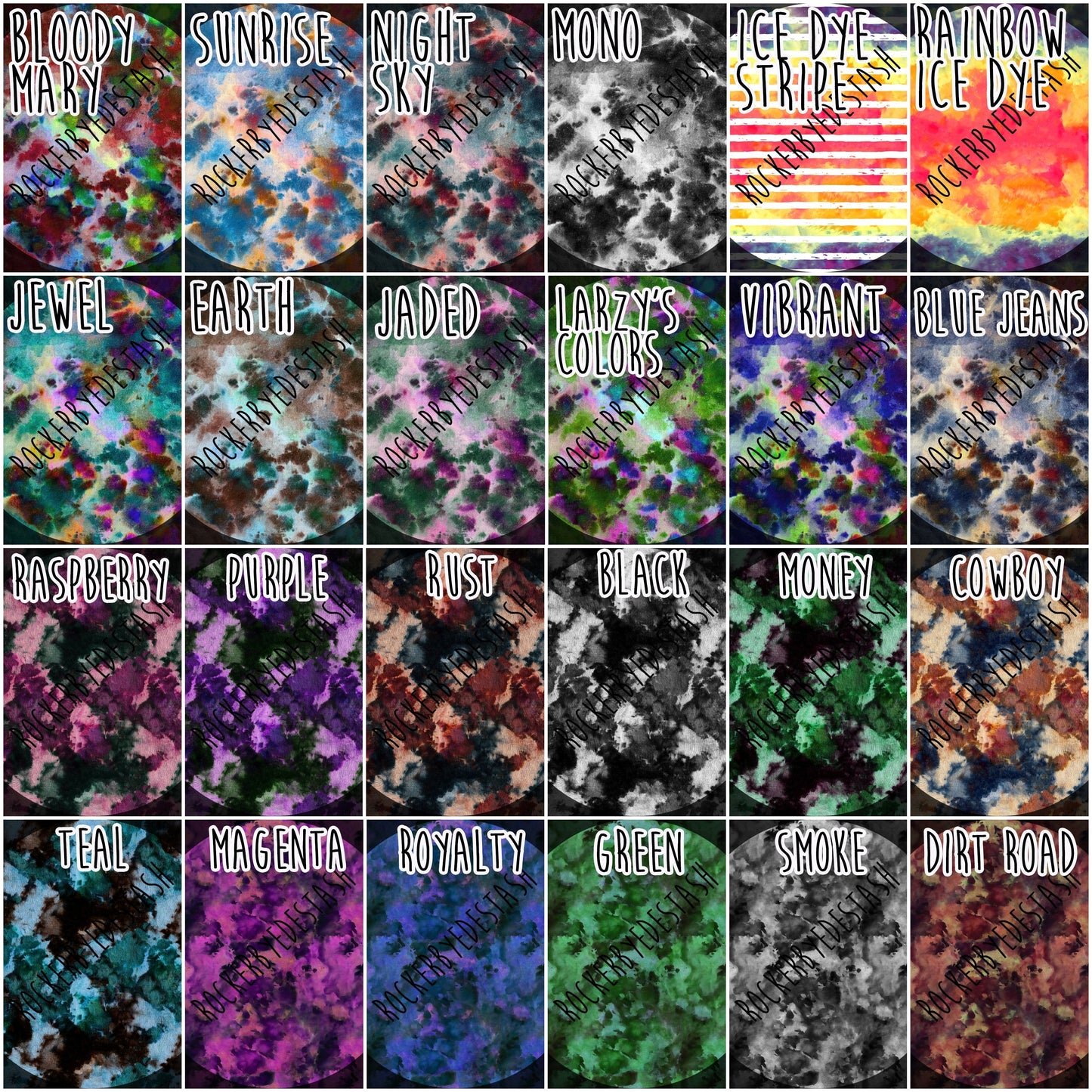 Cotton Lycra - Ice Dye Prints - Fabric RETAIL Round WW by the yard