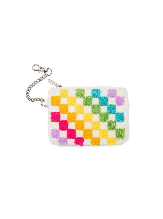 Keychain Pouch - Rainbow Checkered - White Zipper Gift