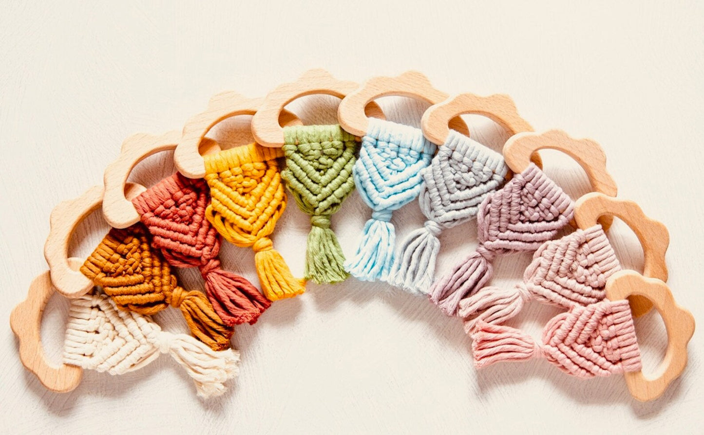 Blue Cloud Teether (Wood and Macrame) by Fairy of Color Baby gift