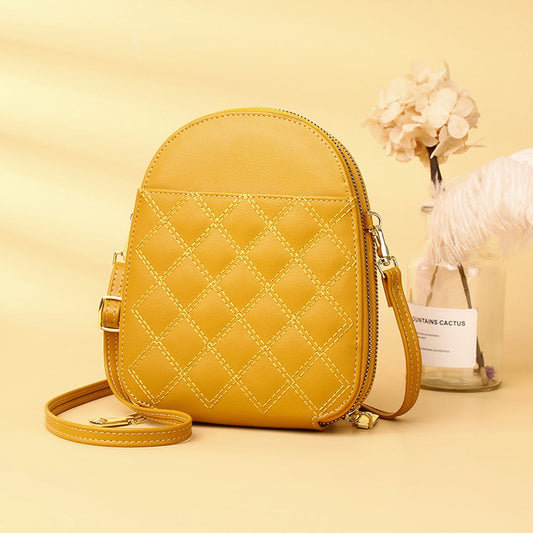 Yellow PU Leather Solid Color Wallet One Shoulder Crossbody Bag by Basis Fancy Gift
