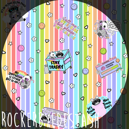 Poly Rib Knit Round AAA - Prints Retro Rascals, Skeletons, Smiley Retail Fabric