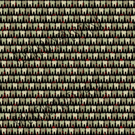 Cotton Lycra flash Halloween retail fabric Blood and teeth