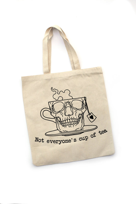 Not Everyone's Cup of Tea Canvas tote bag - skull coffee mug gift