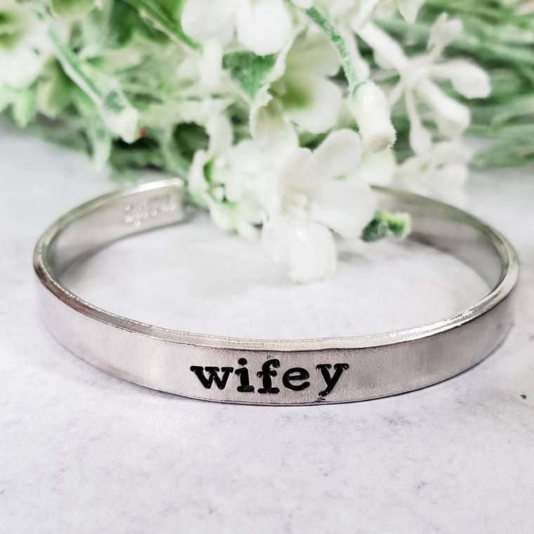 wifey Adjustable Stacking Cuff Bracelet by Salt and Sparkle