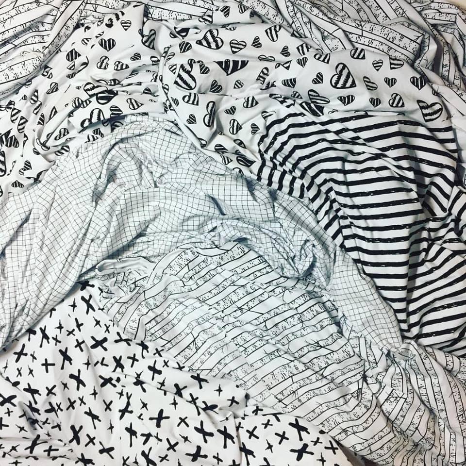 RETAIL Bamboo Lycra ACCENT print - 1 yard per quantity Coordinate designs bamboo lycra Black and white