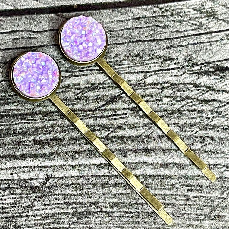 Lilac Druzy Bobby Pins by All Up In The Hair