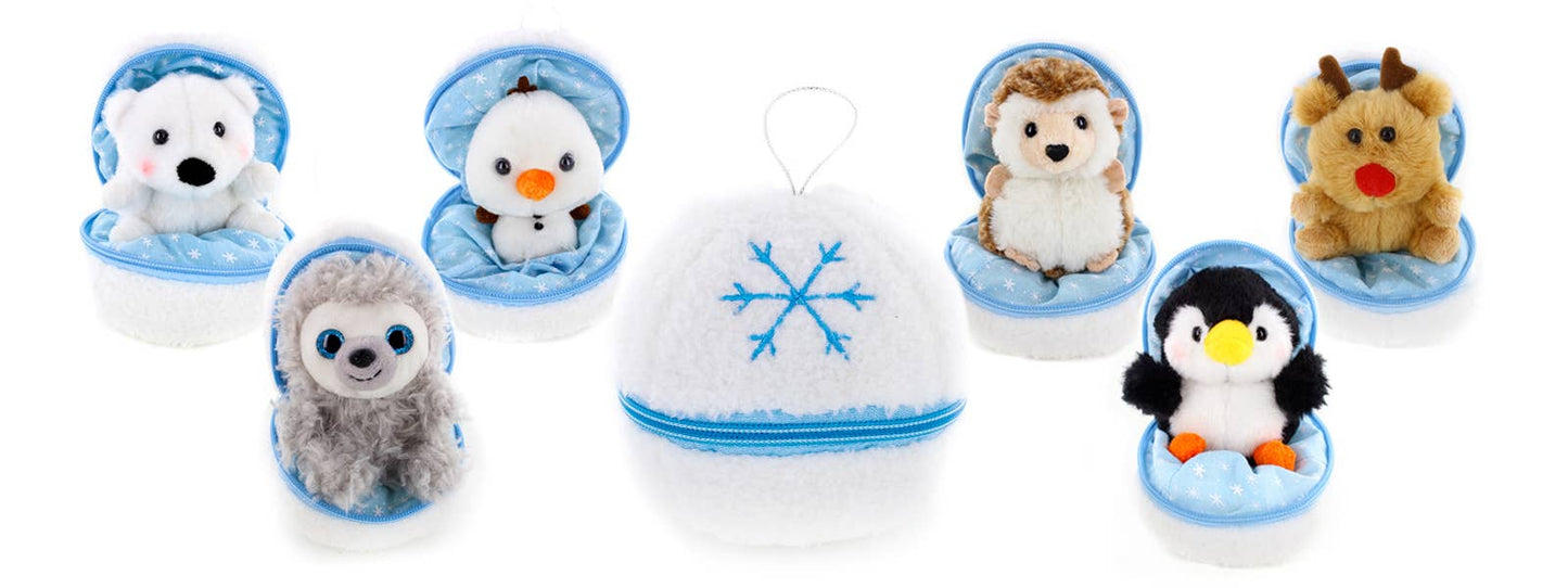 Zip Up Surprise Winter Snowball Animals by Plushland