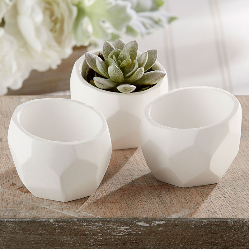 Geometric Ceramic Planter - 1 planter solid white - Gift