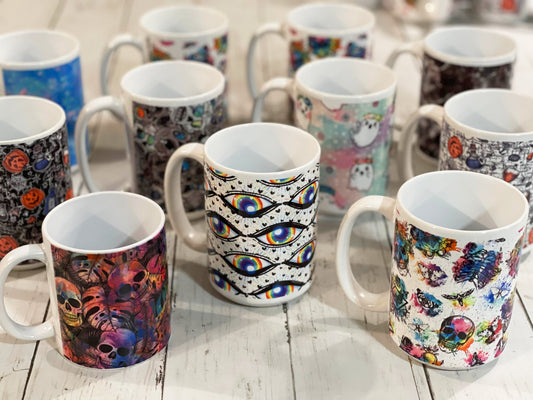 MADE TO ORDER Mugs Ceramic - 11 or 15 ounce - FULL MUG You choose design - Retail swag