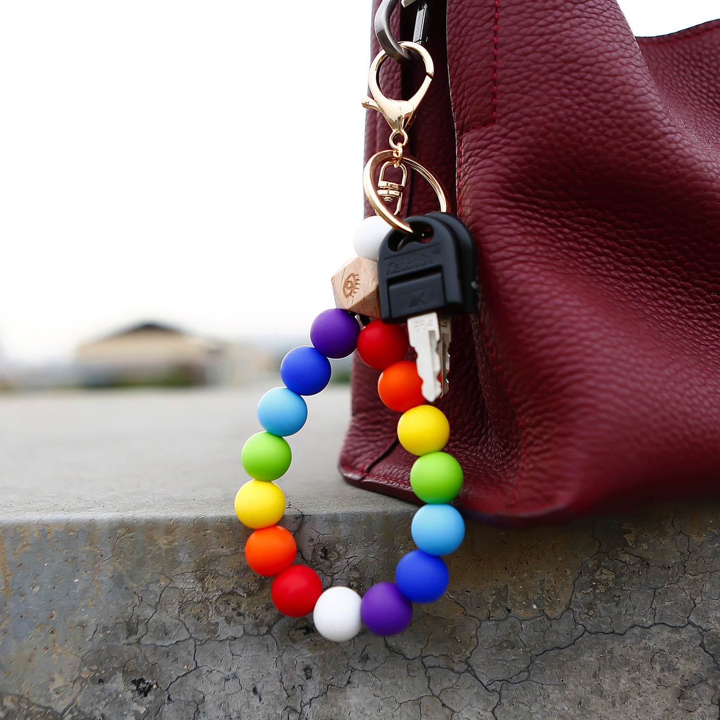 C Rainbow Colorful Silicone Beaded Bracelet by Beehive gift